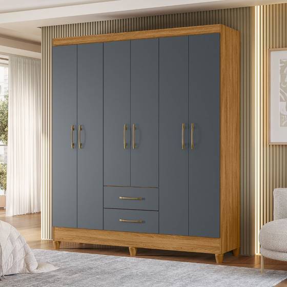 Guarda Roupa Bater 1,53CM Freijo/Cinza