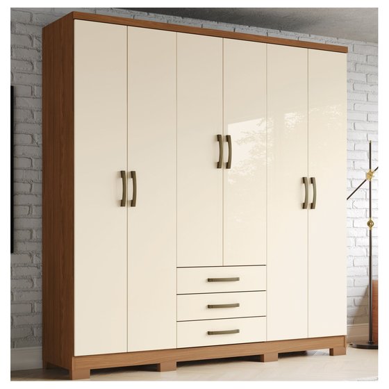 Roupeiro Caju 6 Portas (espelho opcional) – L 1,80m · A 2,00m · P 47cm