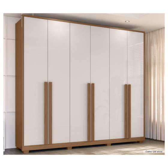 Roupeiro 6 Portas 100% MDF - Dobradiças com Amortecimento ( Extra Grande ) Larg: 2.75m Alt: 2.49 Prof: 60CM
