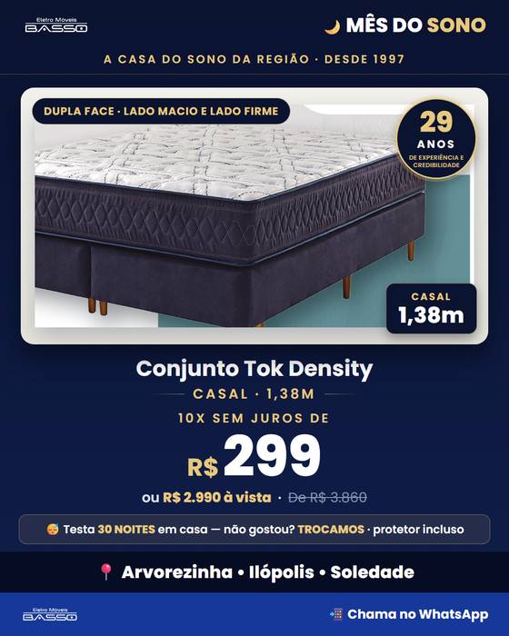 Conjunto Tok Density — Casal 1,38M · Dupla Face: Lado Macio e Lado Firme