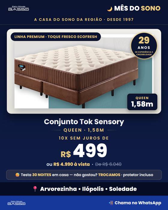 Conjunto Tok Sensory — Queen 1,58M · Linha Premium · Toque Fresco Ecofresh