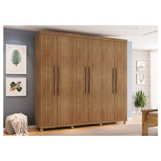 Roupeiro 6 Portas 3 Gavetas - 100% MDF - L: 2,44 M a: 2,34 M P: 0,56 M