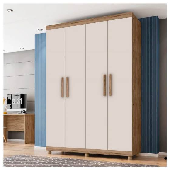 Roupeiro 4 Portas 3 Gavetas - 100% MDF - L: 1,63 M a: 2,34 M P: 0,56 M