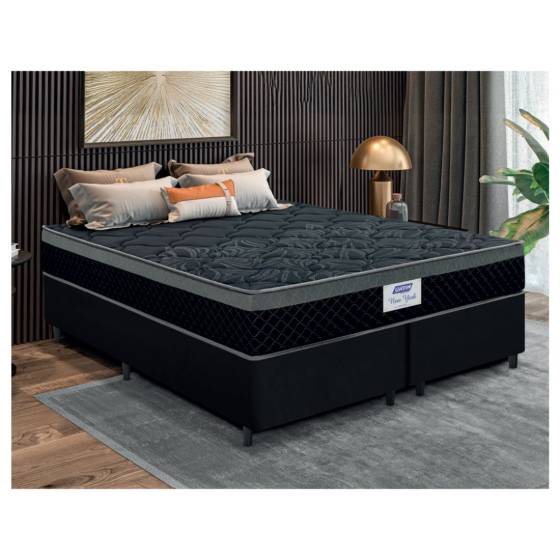 Conjunto Box Gazin Molas Ensacadas 1.38x1.88 Preto (adequação 120KG)